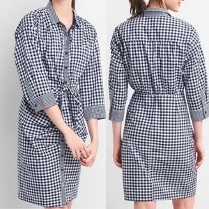 Vintage GAP x Sarah Jessica Parker Gingham Shirtdress navy trim - Petite Large